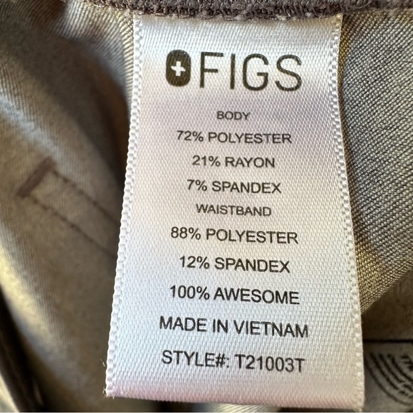 Figs Gray Straight Leg Women's Pants with Teal Drawstring - Picture 10 of 11